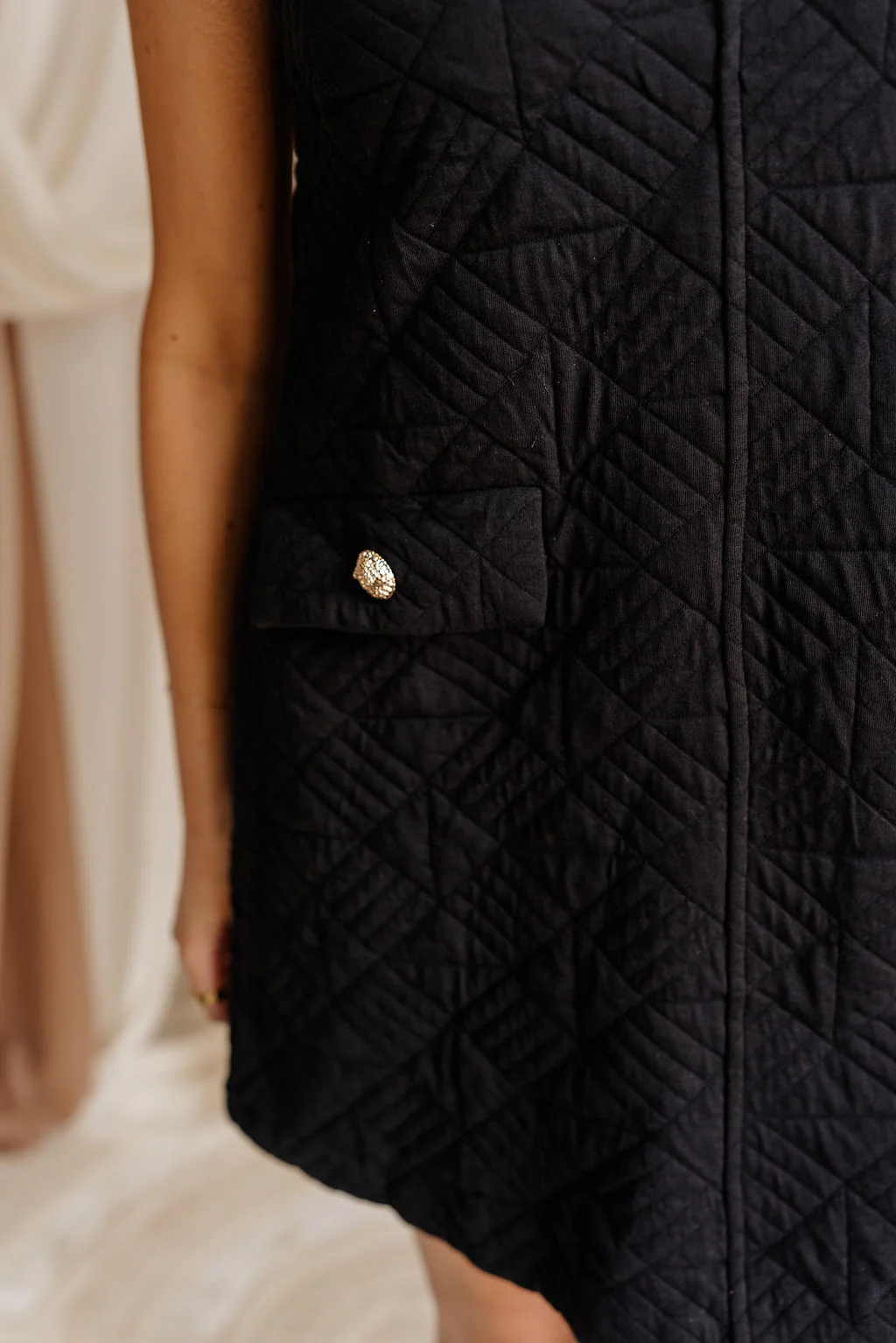 Margaret Black Quilted Mini Dress - Image 4