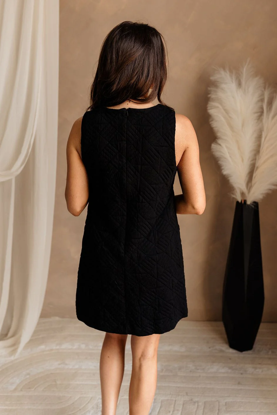 Margaret Black Quilted Mini Dress - Image 7