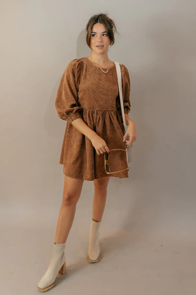 Margaret Brown Corduroy Babydoll Dress