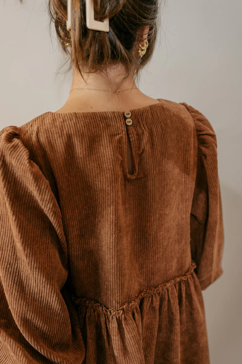 Margaret Brown Corduroy Babydoll Dress - Image 8