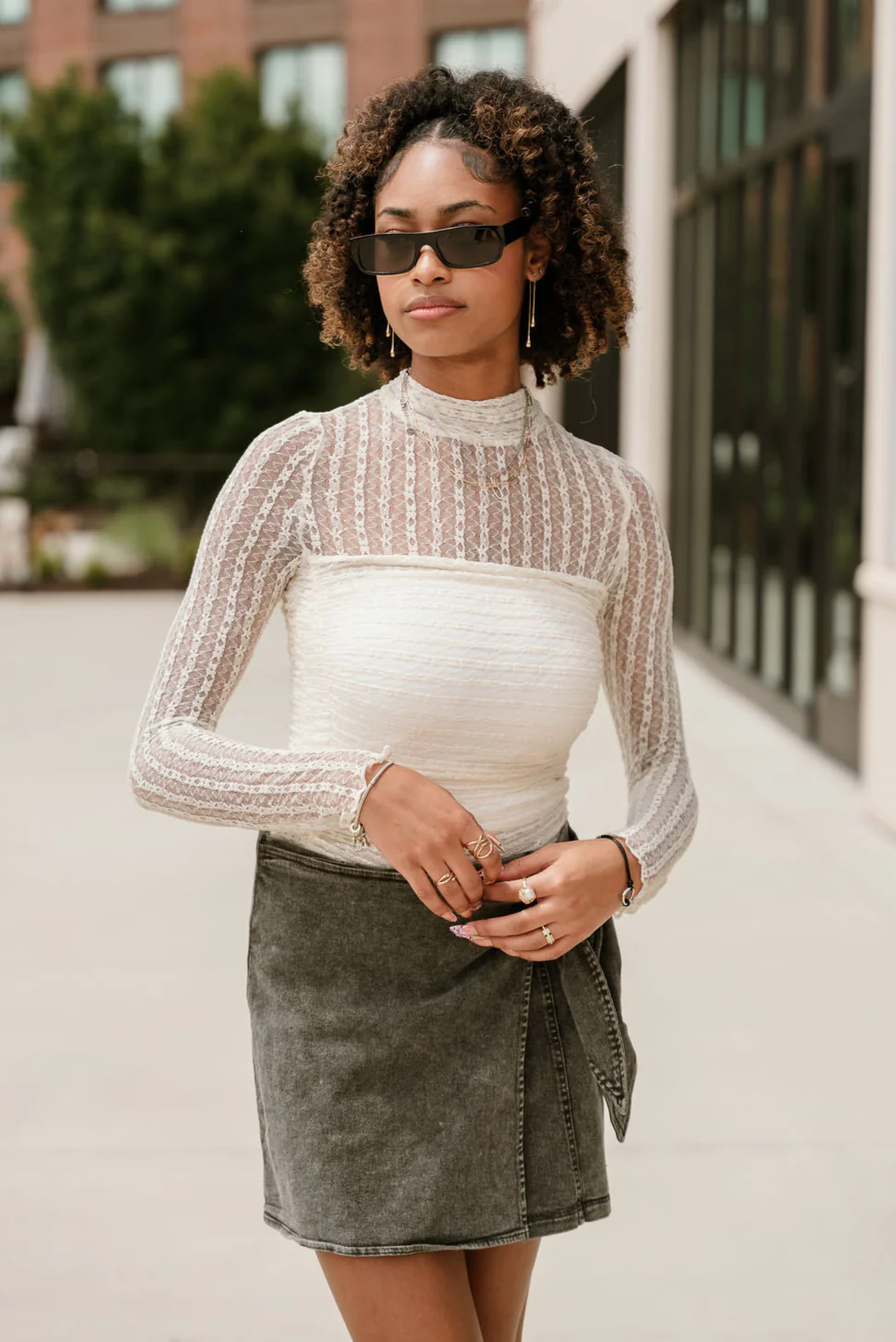 Margo Cream Lace Ruched Bodysuit - Image 5