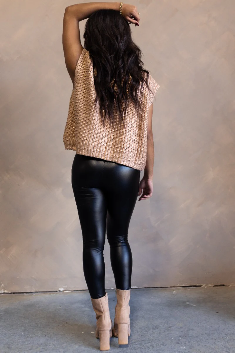 Margot Black Faux Leather Leggings - Image 3