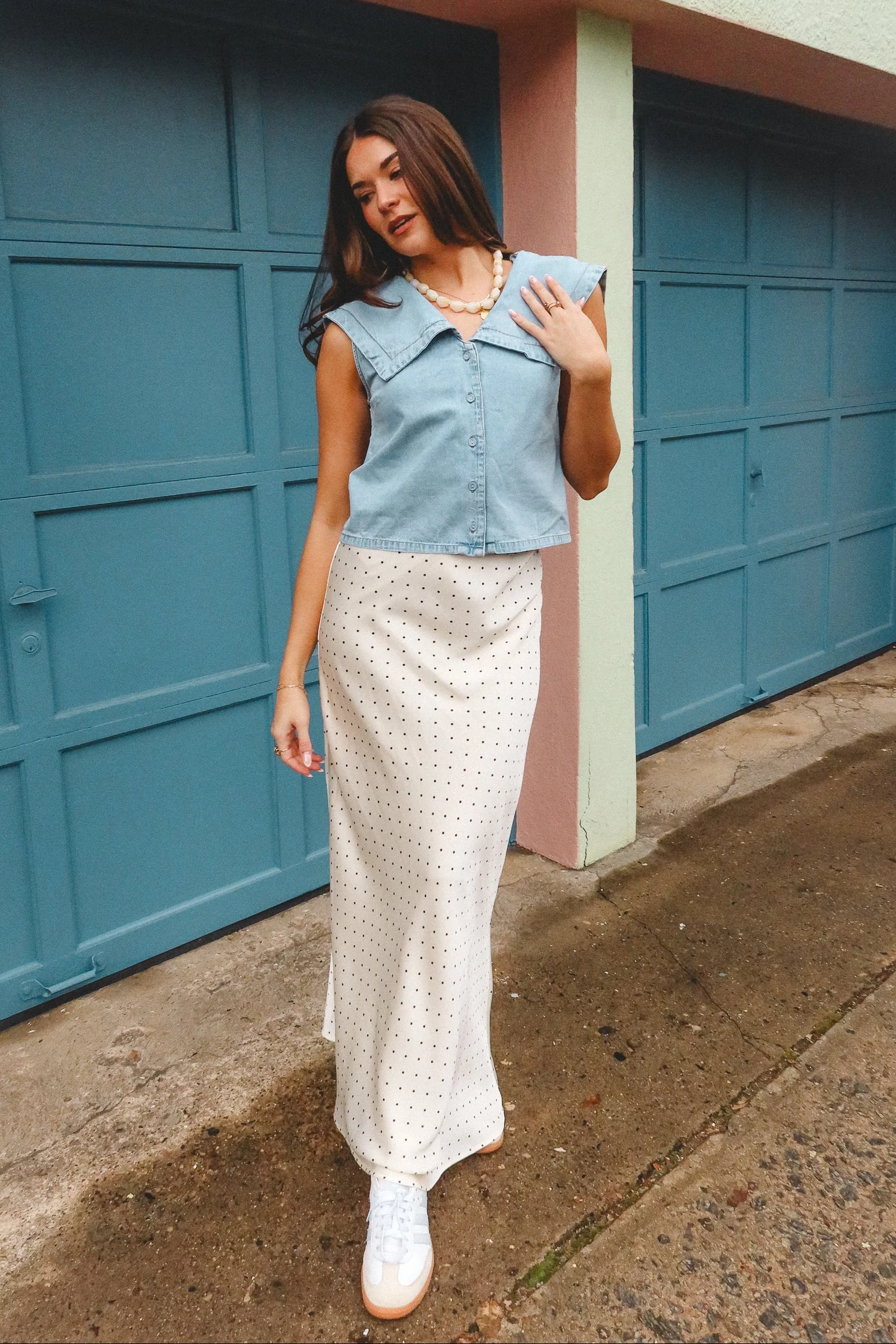 Margot Denim Collared Tank Top - Image 6