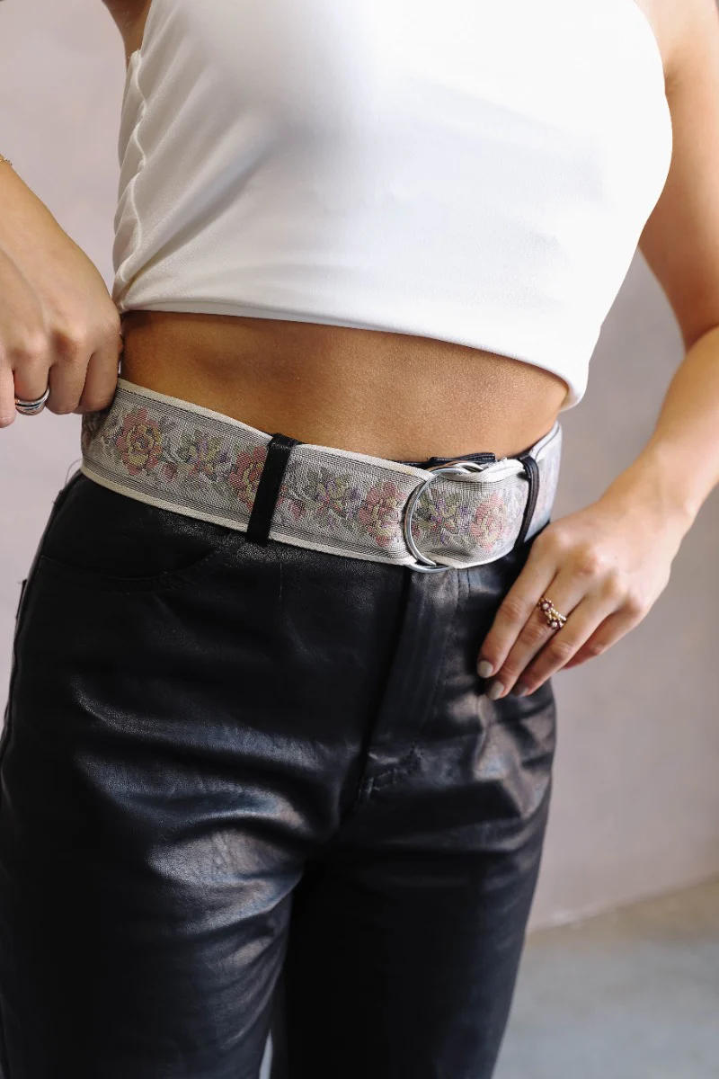 Mariah Embroidered Floral Ring Belt