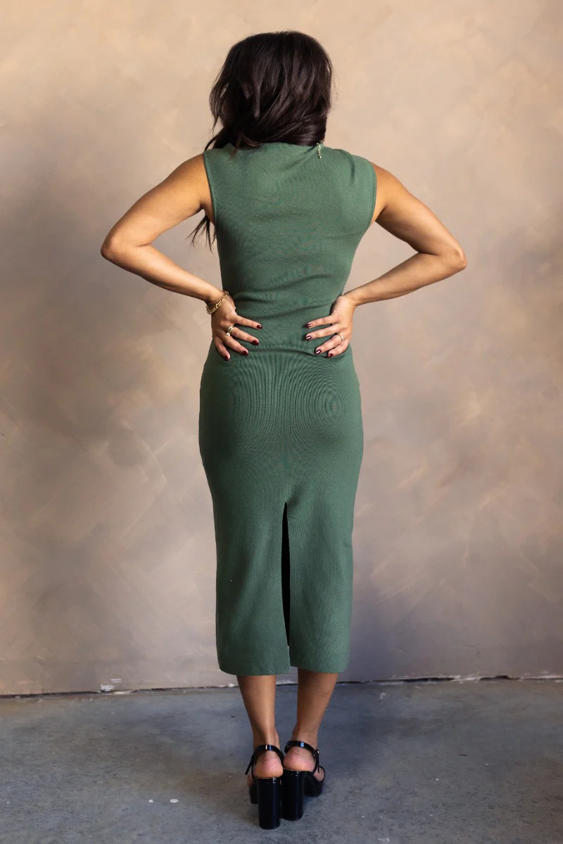 Mariana Green Sleeveless Mock Neck Midi Dress - Image 5