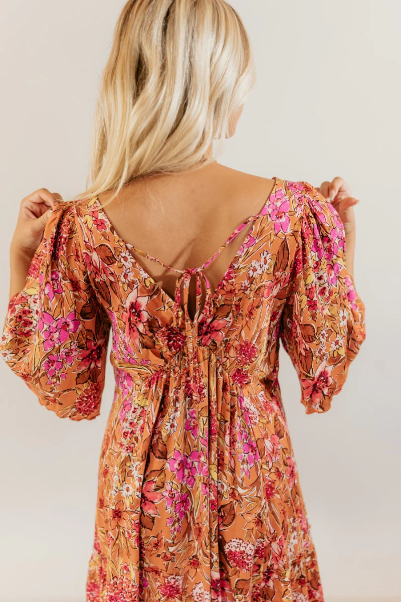 Rachel Rust Floral Short Sleeve Mini Dress - Image 6