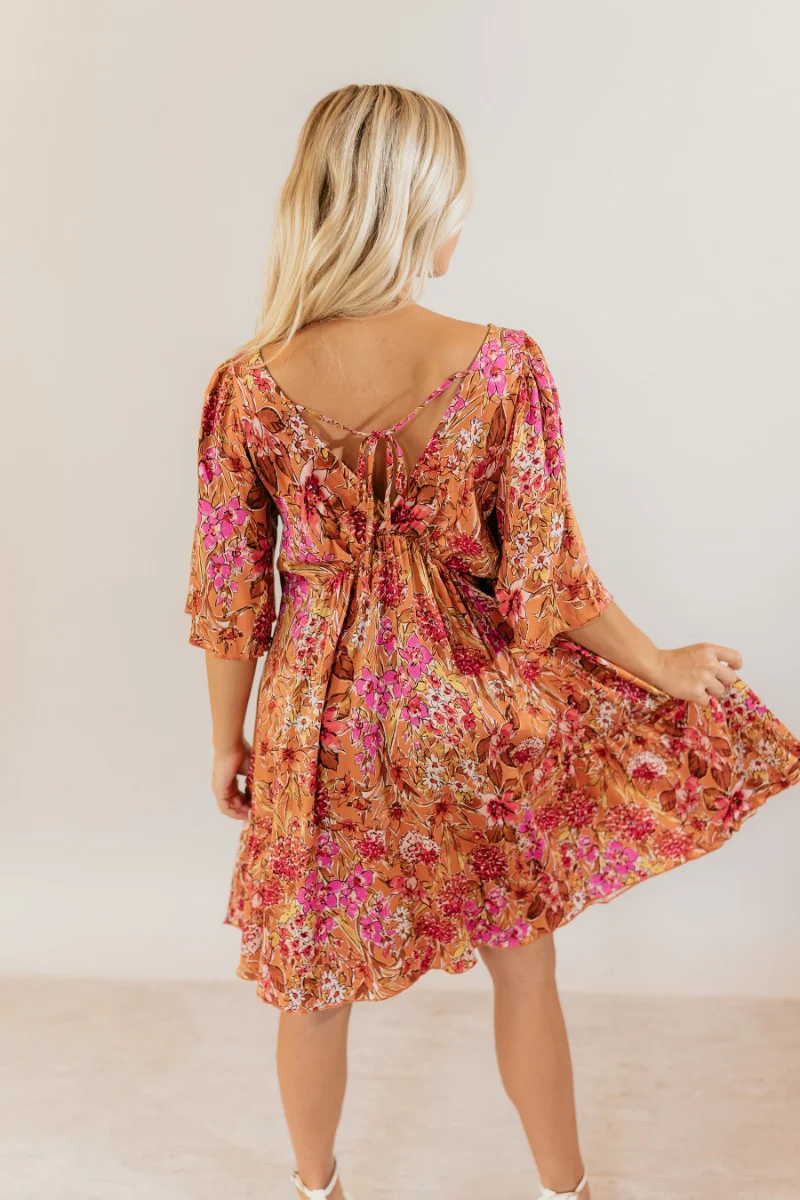 Rachel Rust Floral Short Sleeve Mini Dress - Image 7