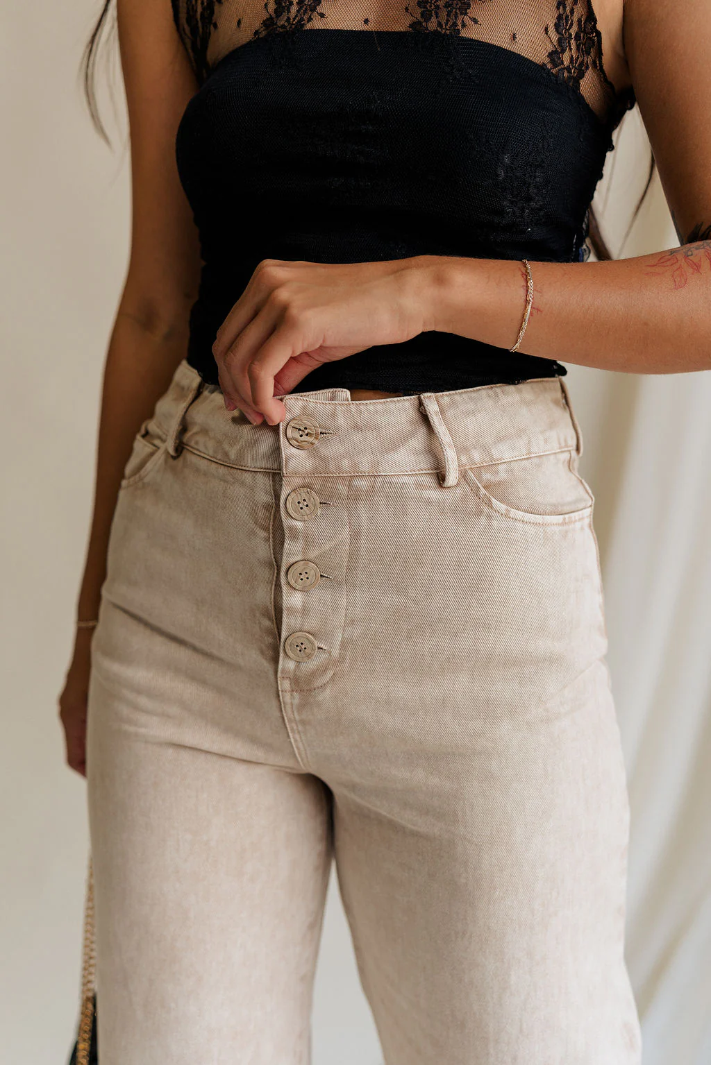 Marie Washed Taupe Denim Pants - Image 5
