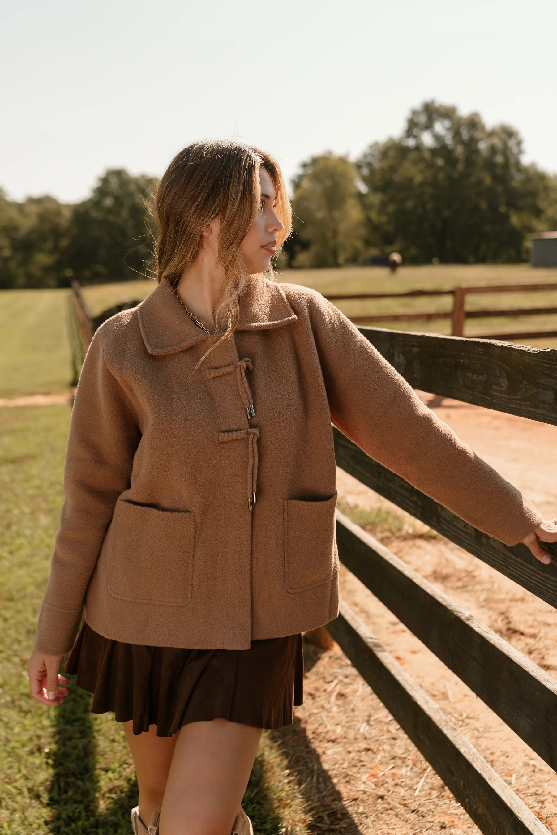 Marigold Brown Faux Wool Jacket - Image 3