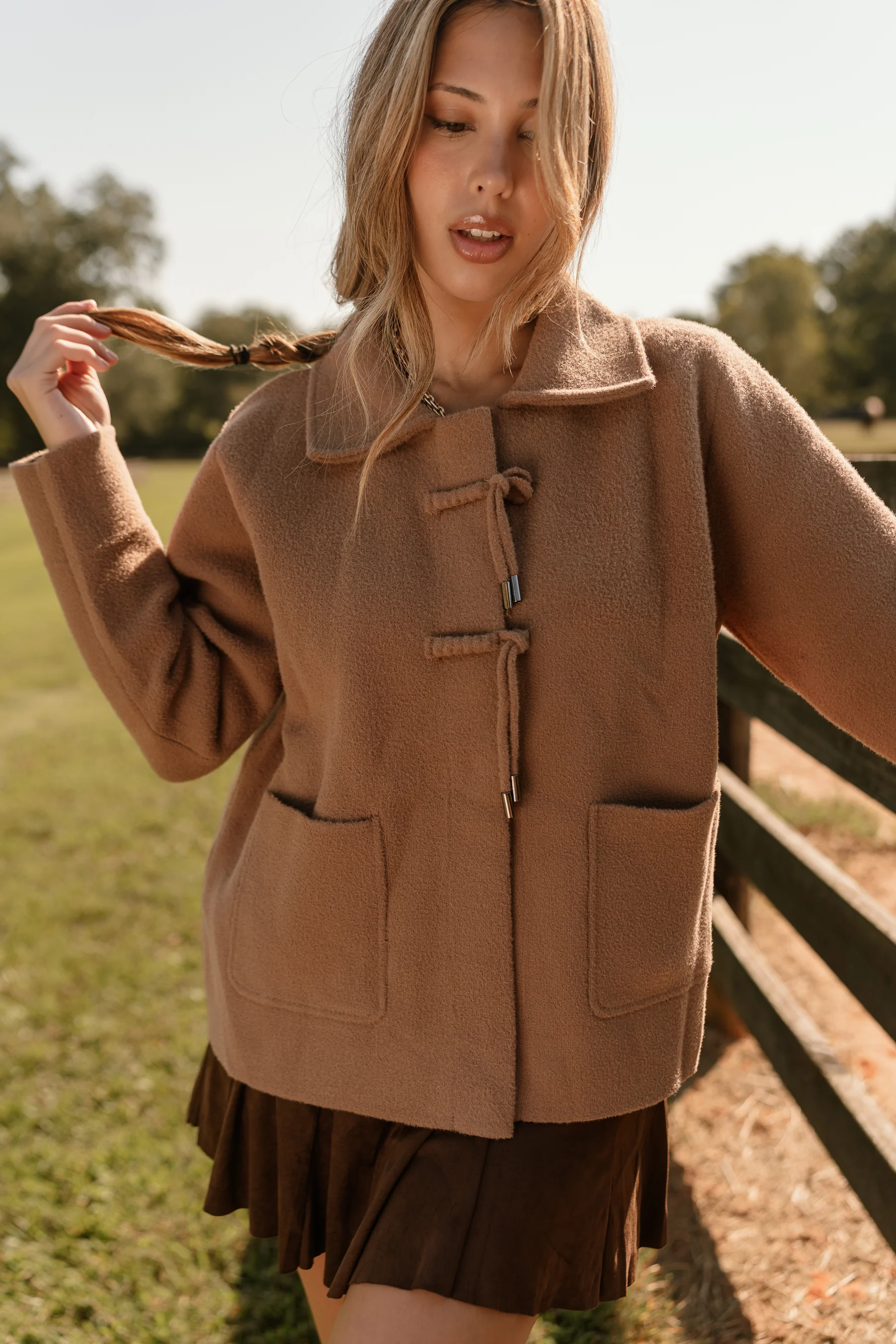 Marigold Brown Faux Wool Jacket - Image 6