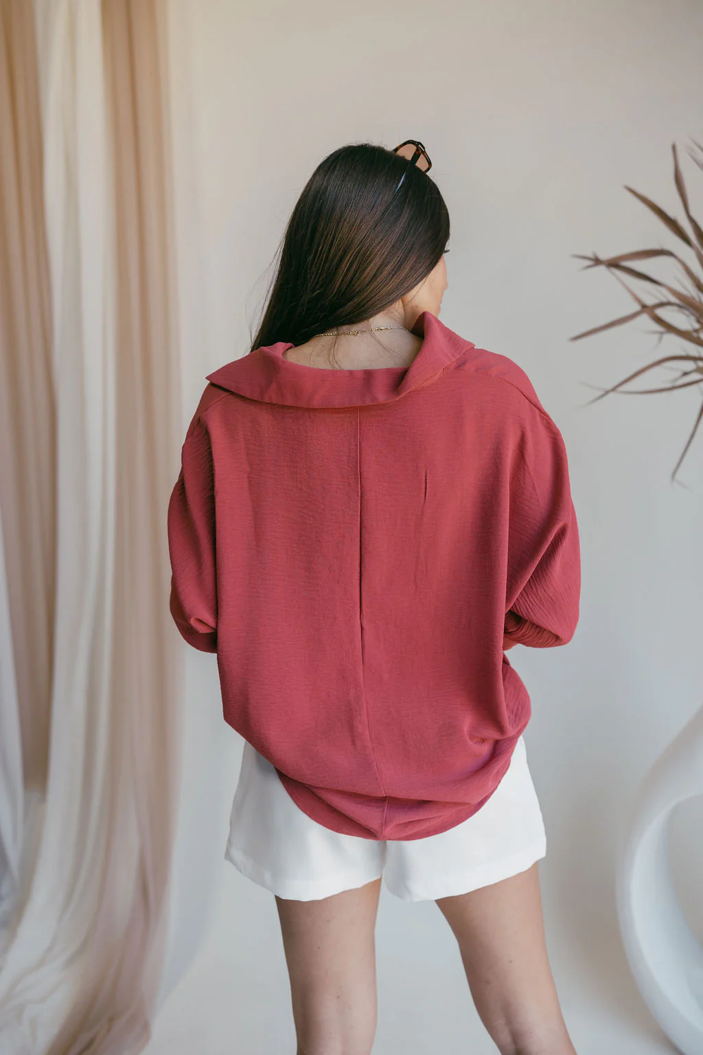 Maris Dusty Rose Collared Top - Image 7