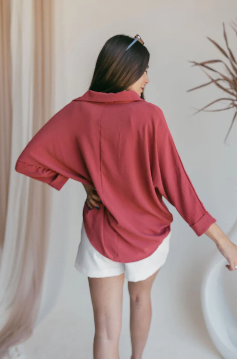 Maris Dusty Rose Collared Top - Image 8