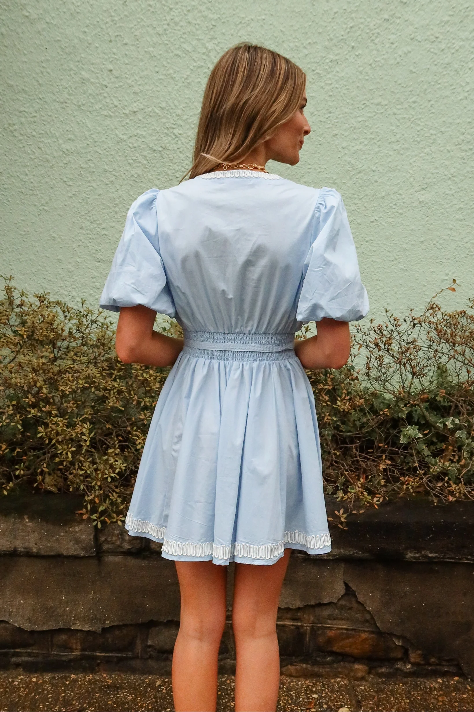 Marissa Baby Blue Ric Rac Mini Dress - Image 7