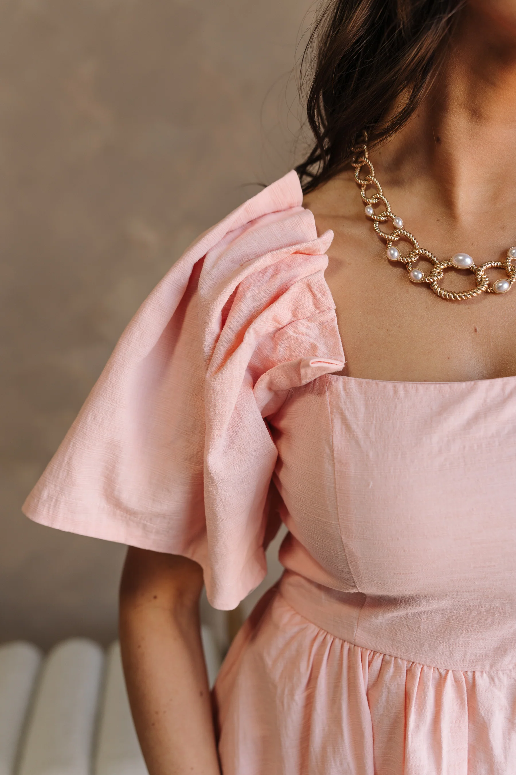 Marissa Peach Short Sleeve Mini Dress - Image 4