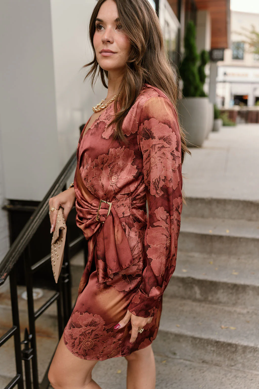 Marissa Rust Satin Floral Mini Dress - Image 7
