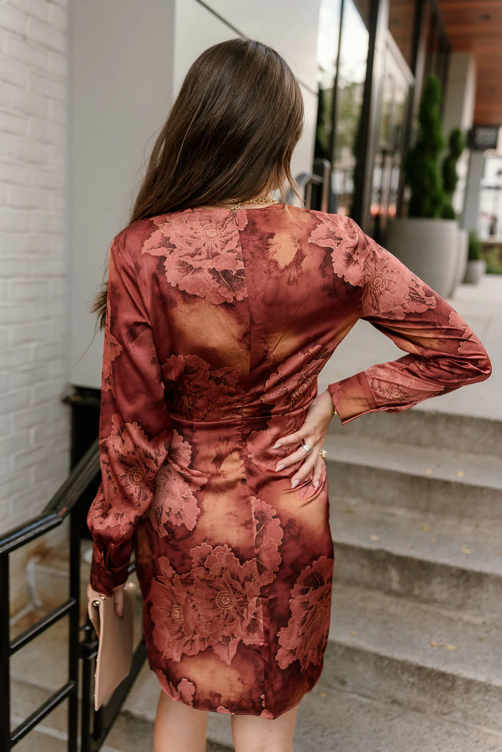 Marissa Rust Satin Floral Mini Dress - Image 9