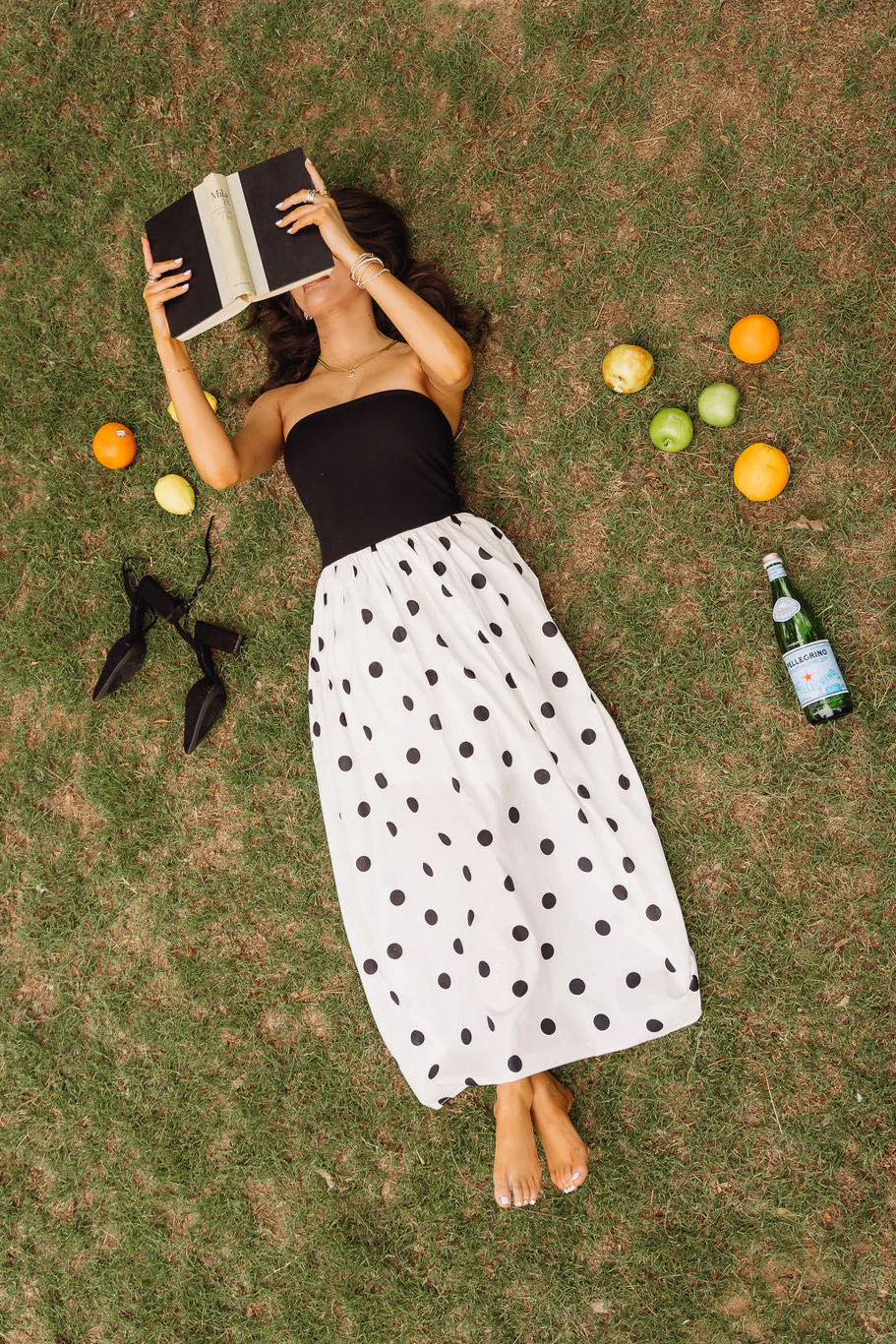 Marlene Black & Cream Polka Dot Midi Dress