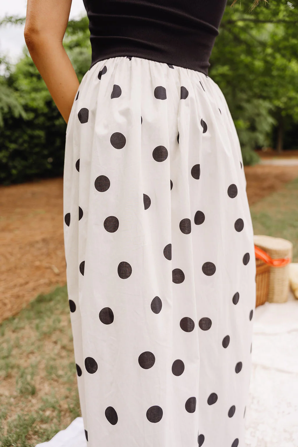 Marlene Black & Cream Polka Dot Midi Dress - Image 8