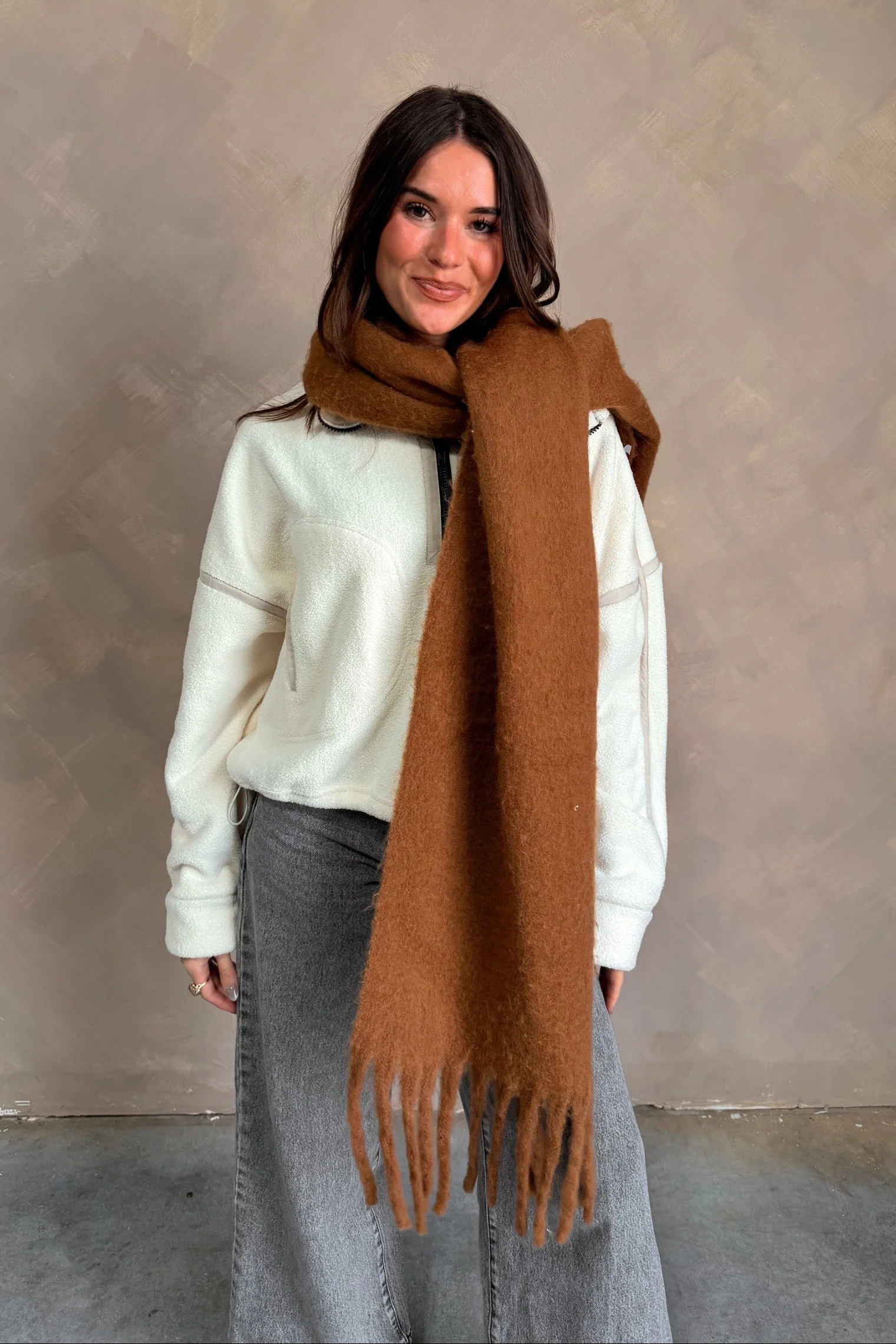 Marlowe Brown Fringe Scarf - Image 6