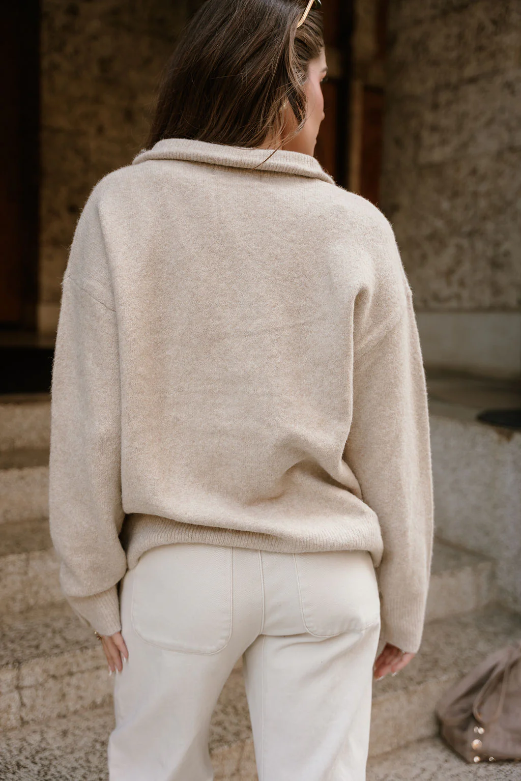 Marlowe Taupe Quarter Button-Up Sweater - Image 4