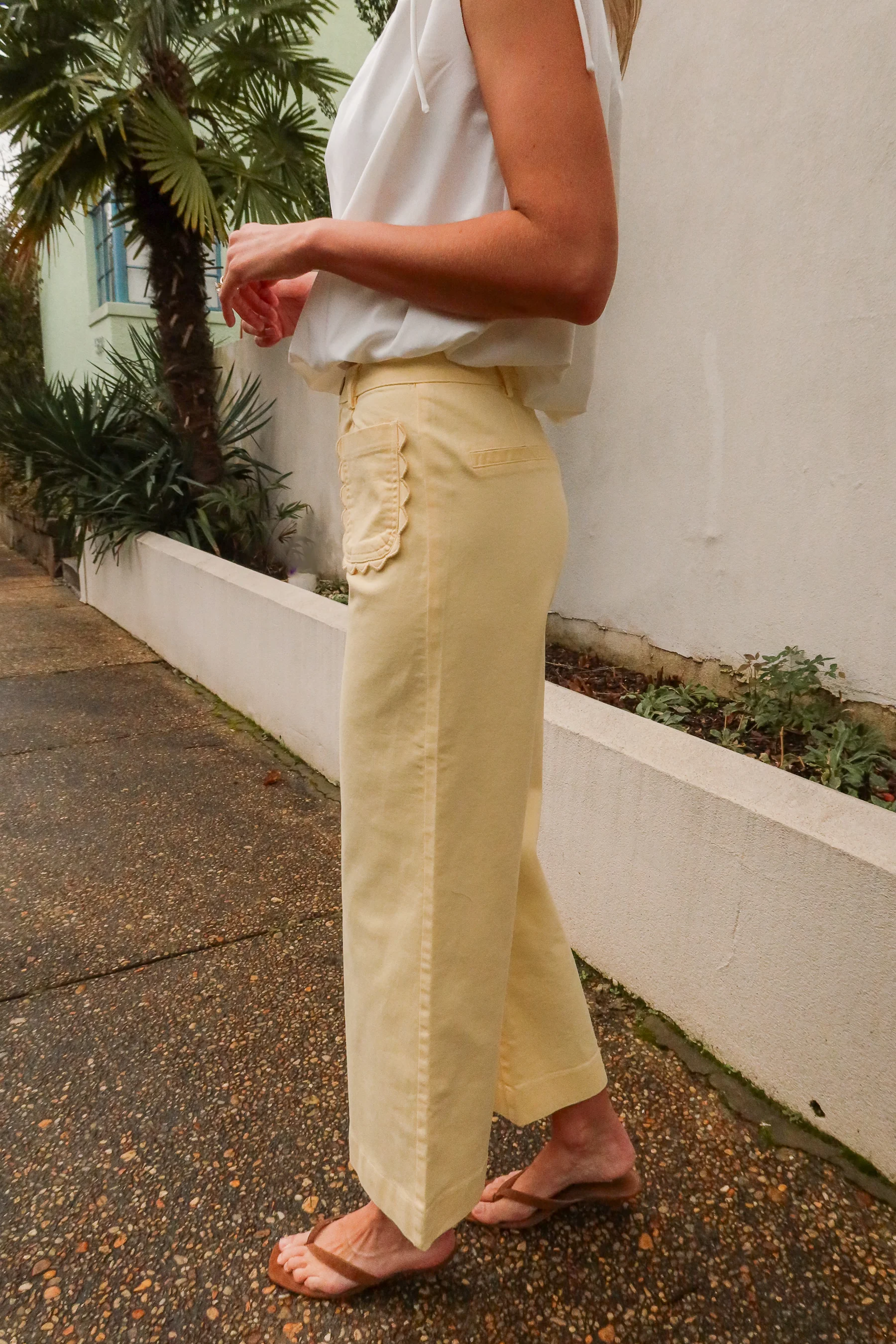 Marlowe Yellow Scallop Wide Leg Pants - Image 3