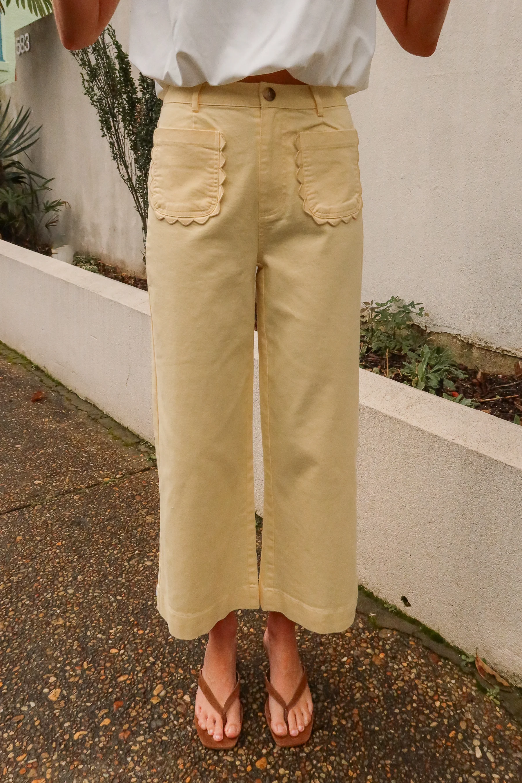 Marlowe Yellow Scallop Wide Leg Pants - Image 7