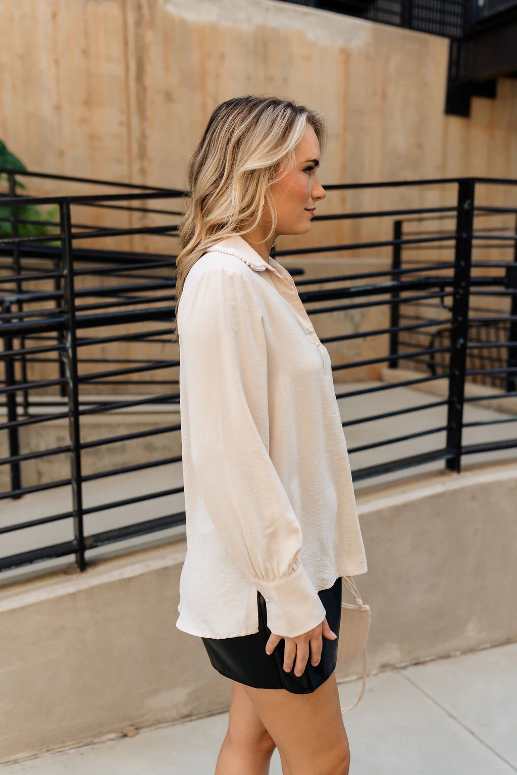 Mary Beige & Pearl Long Sleeve Top - Image 6