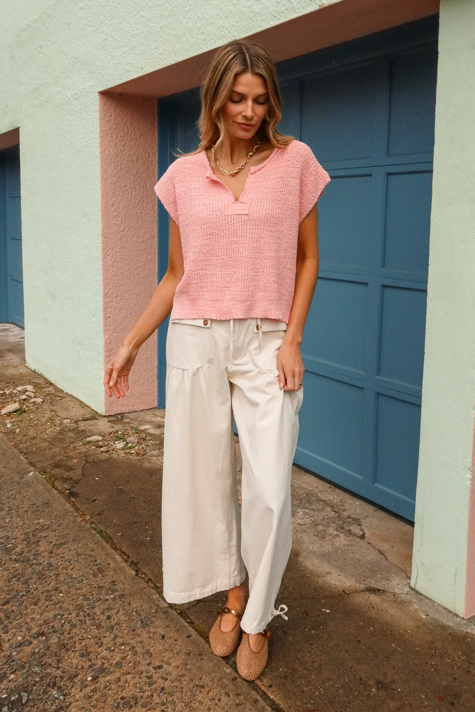 Mattie Pink Sleeveless Knit Sweater - Image 7