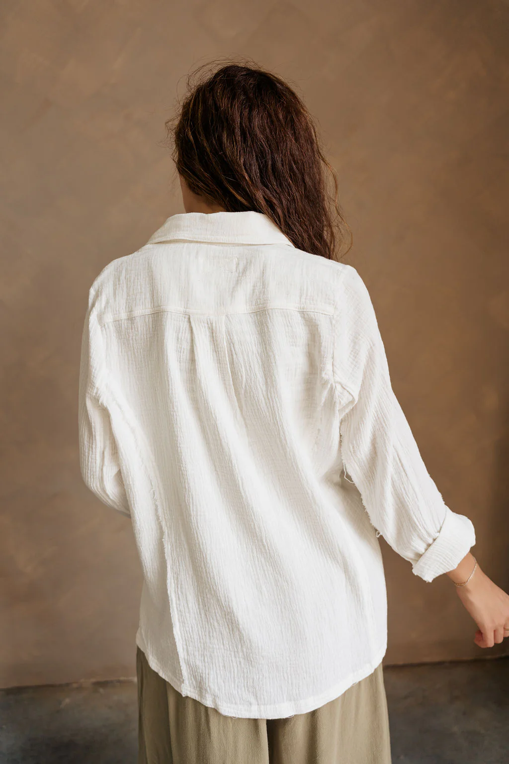 Maya Cream Gauze Button-Up Long Sleeve Top - Image 4