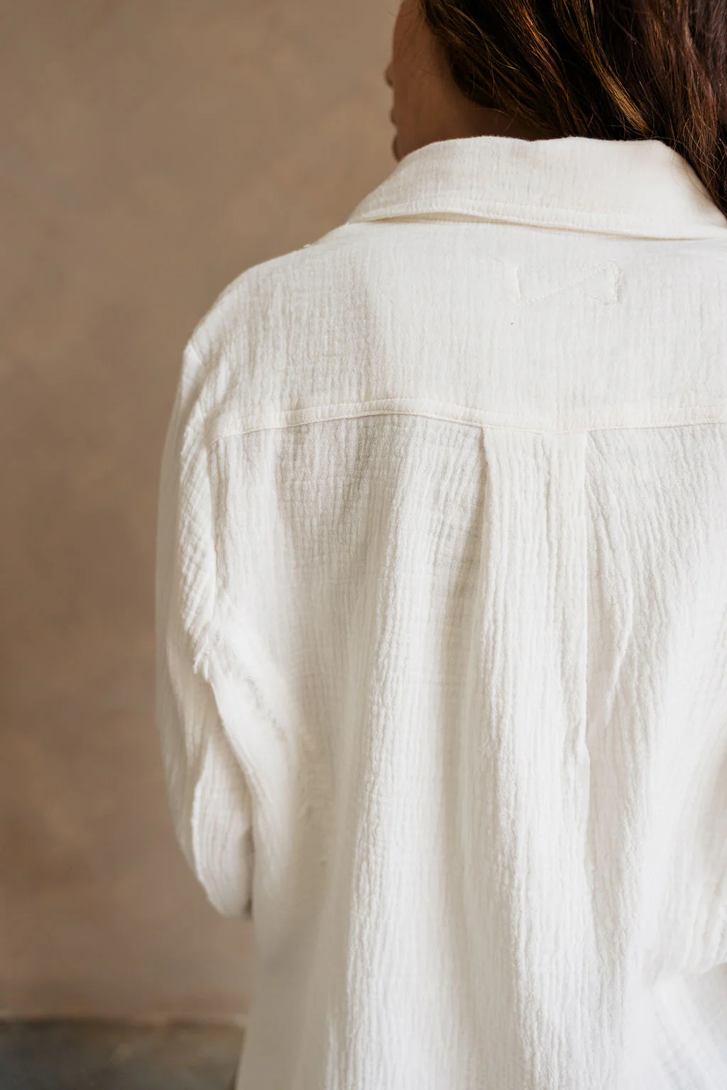 Maya Cream Gauze Button-Up Long Sleeve Top - Image 7