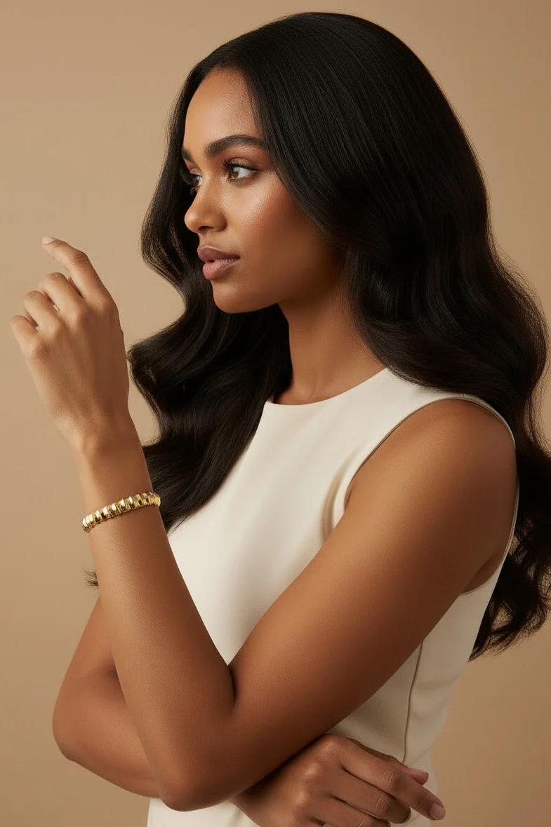 Maya Gold Groove Stretchy Bracelet