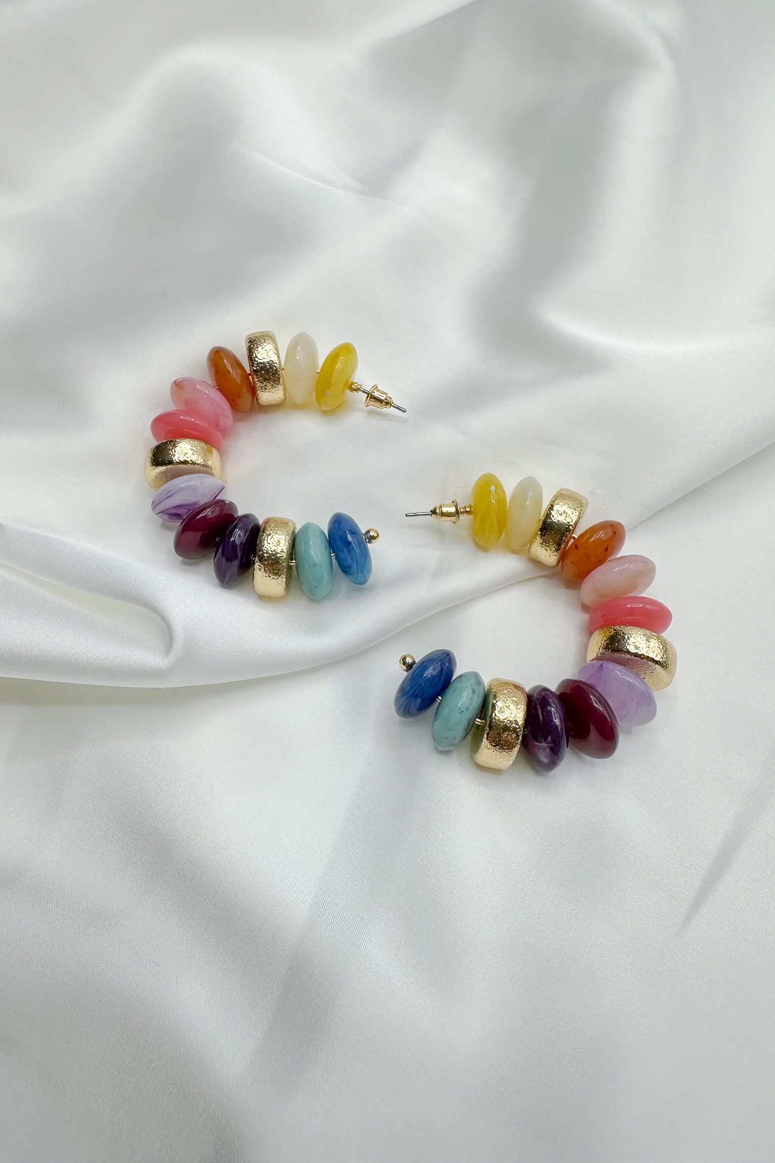 Maya Multi & Gold Beaded Hoop Earring - Image 2