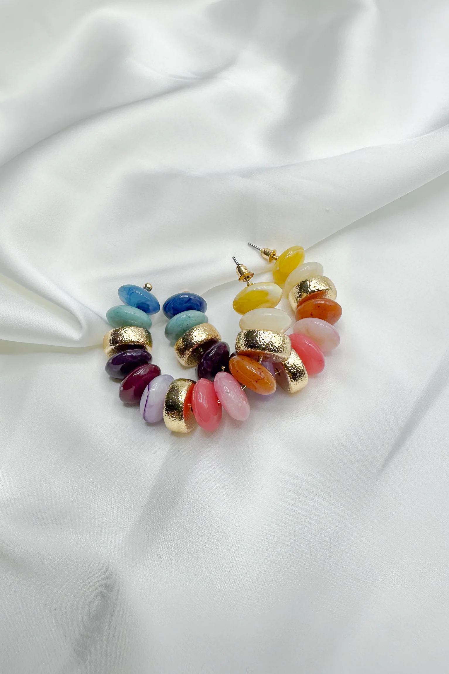 Maya Multi & Gold Beaded Hoop Earring - Image 3