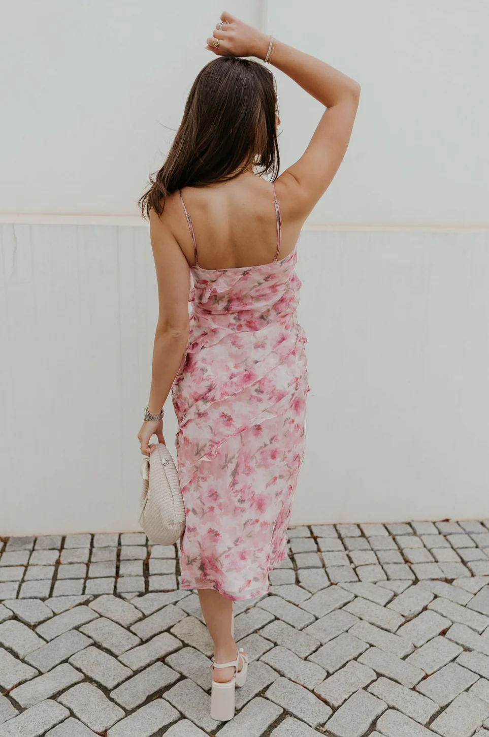 Maya Pink Multi Floral Ruffle Slit Midi Dress - Image 4