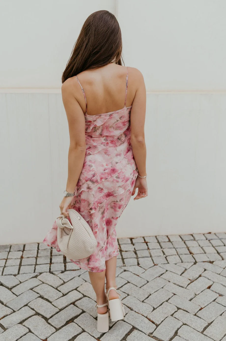 Maya Pink Multi Floral Ruffle Slit Midi Dress - Image 7