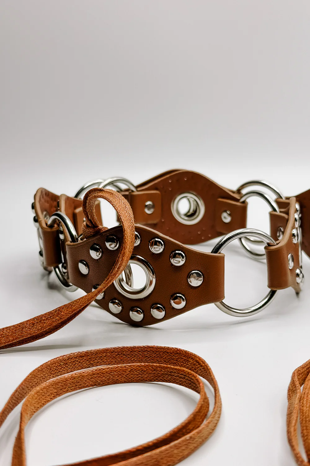 Mckayla Brown & Silver Stud Tie Belt - Image 3