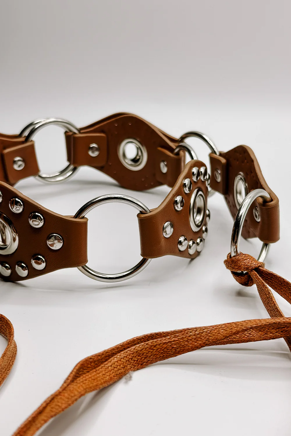 Mckayla Brown & Silver Stud Tie Belt - Image 4
