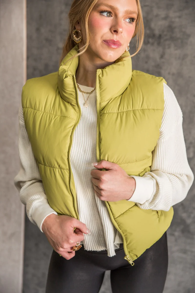 Mckenna Chartreuse Puffer Vest - Image 2