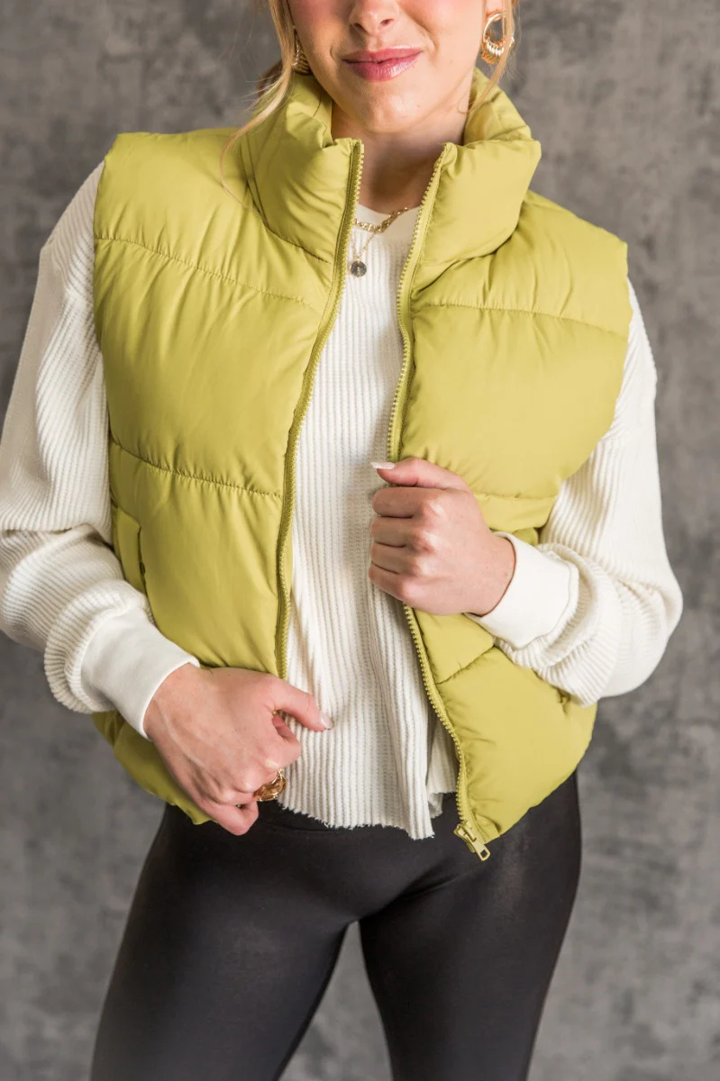 Mckenna Chartreuse Puffer Vest - Image 3