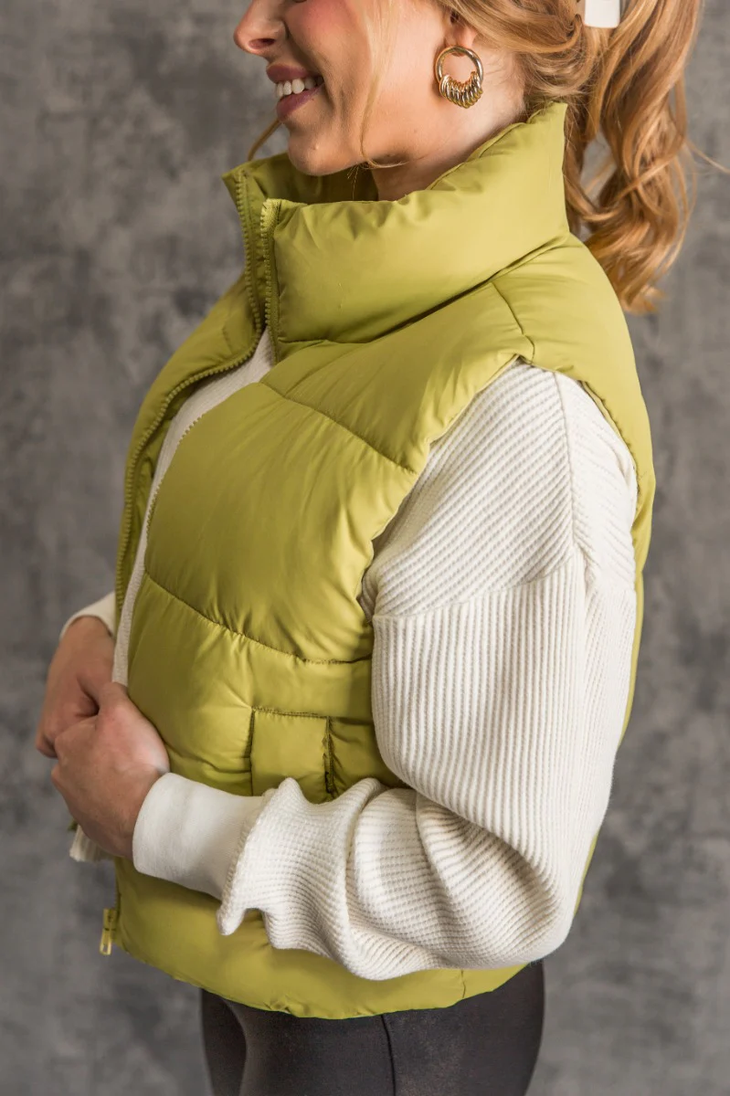 Mckenna Chartreuse Puffer Vest - Image 4