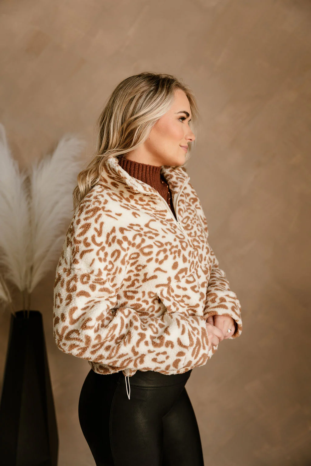 Meagan Ivory & Camel Leopard Sherpa Jacket - Image 6