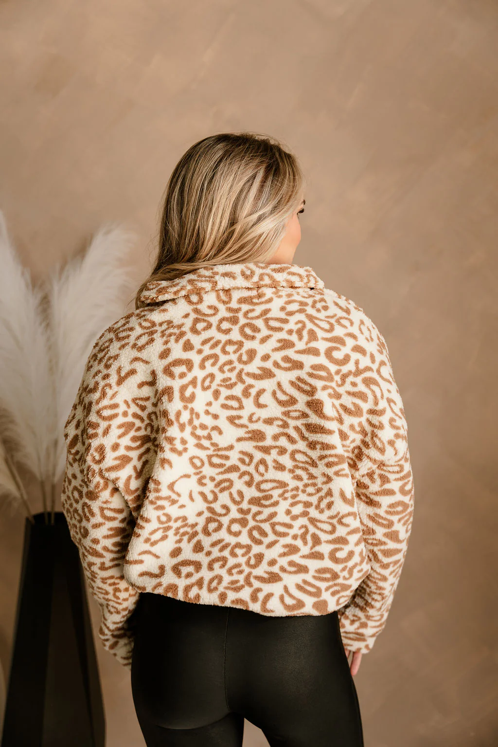 Meagan Ivory & Camel Leopard Sherpa Jacket - Image 7