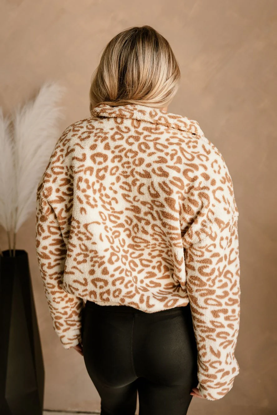 Meagan Ivory & Camel Leopard Sherpa Jacket - Image 8