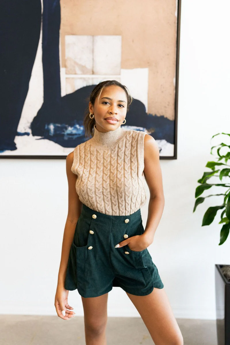 Meet Me In Maine Sweater Tank in Taupe - Image 3