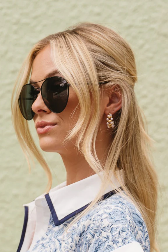 Megan Gold Dipped Pearl Hoop Earrings