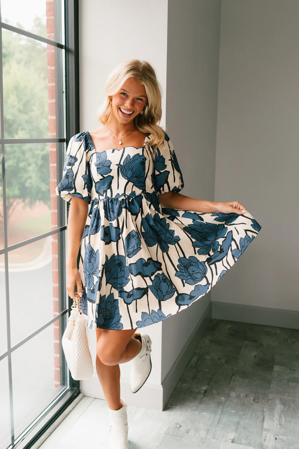 Melania Floral Puff Sleeve Mini Dress - Image 2