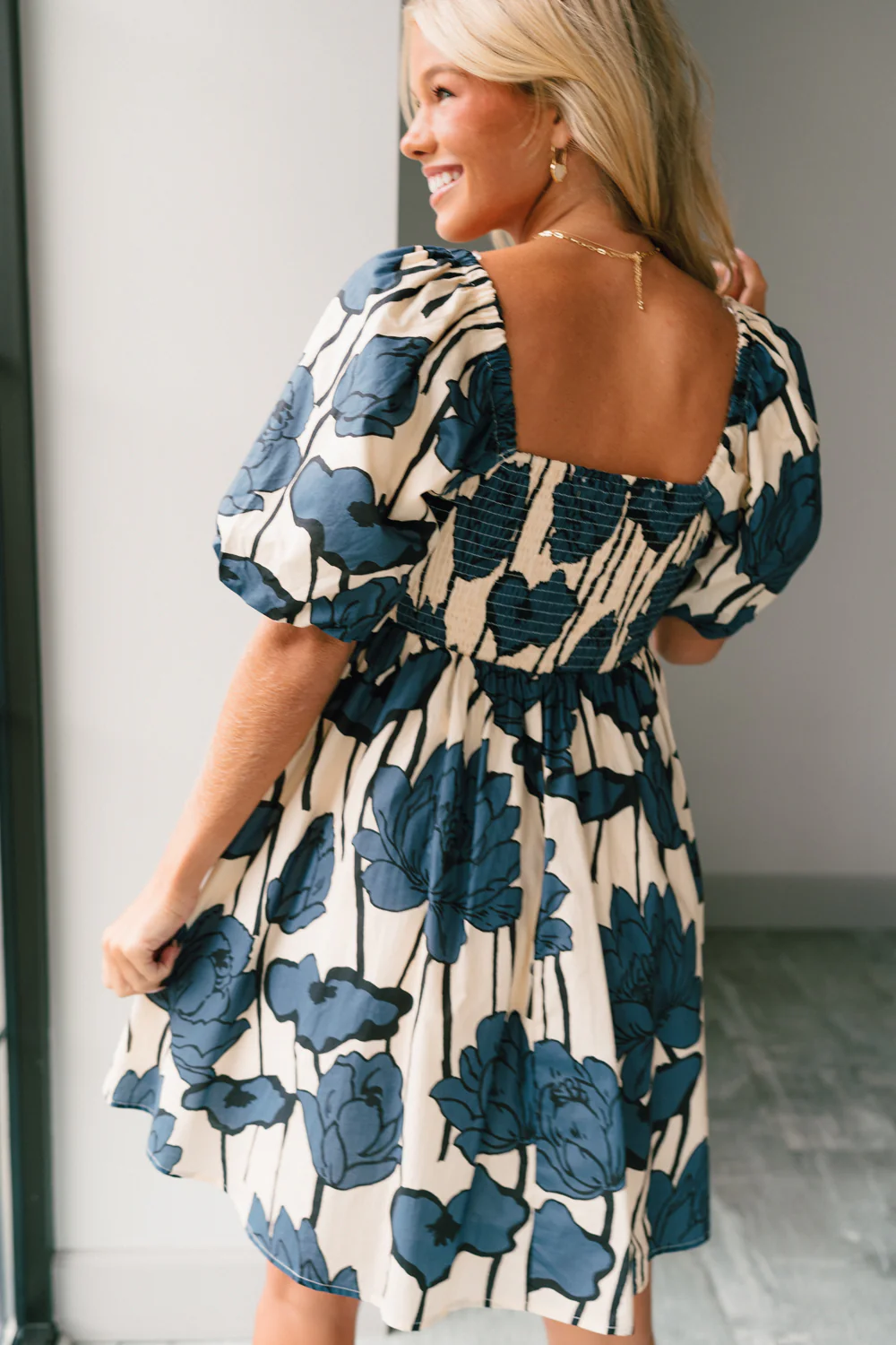 Melania Floral Puff Sleeve Mini Dress - Image 8