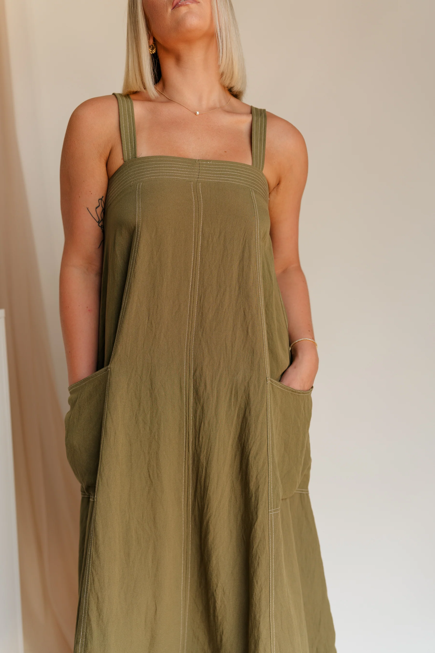Melanie Olive Midi Dress - Image 2