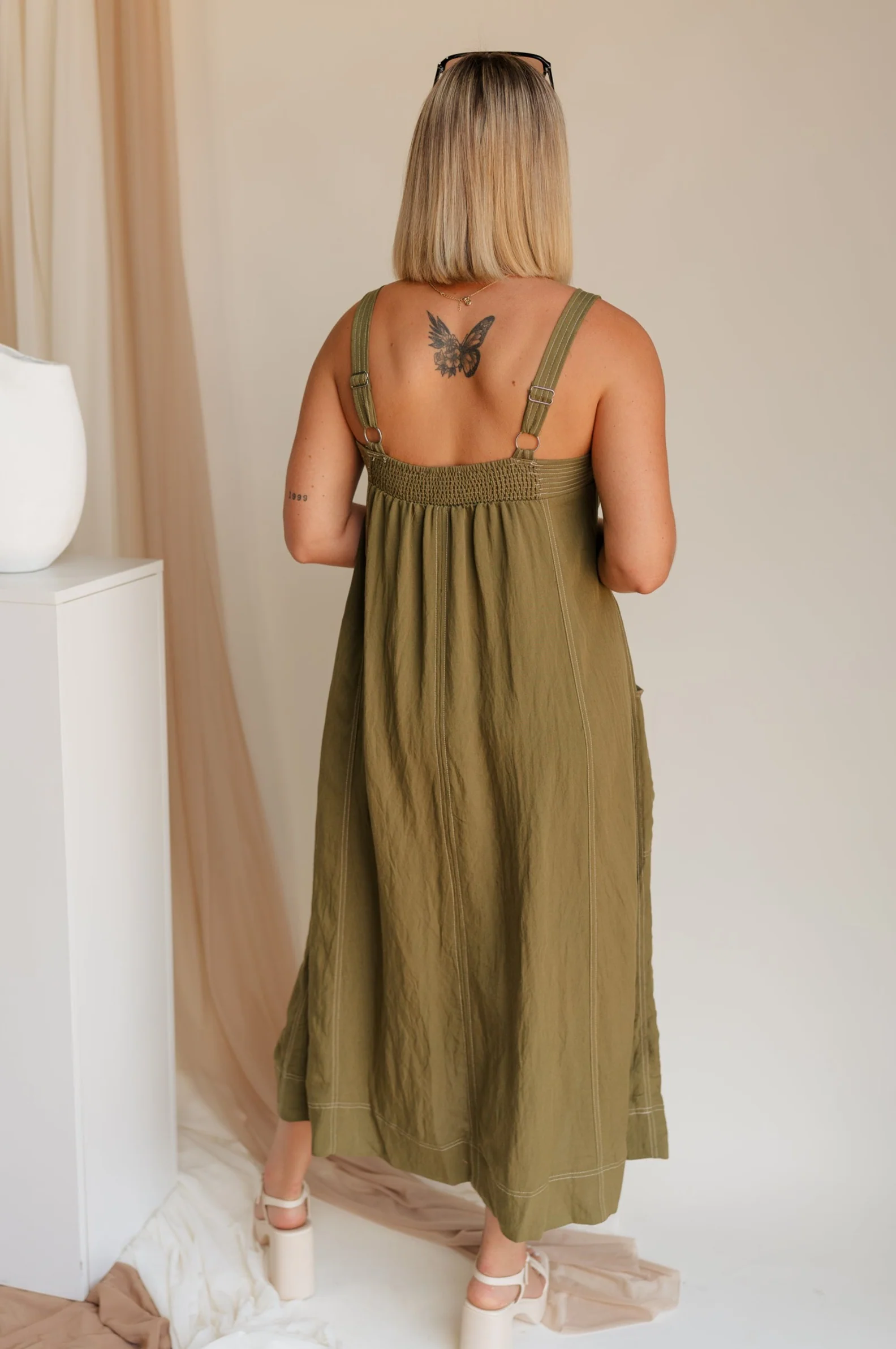 Melanie Olive Midi Dress - Image 4