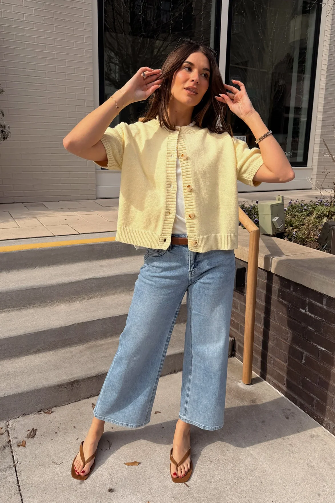 Melany Butter Yellow Button-Up Cardigan
